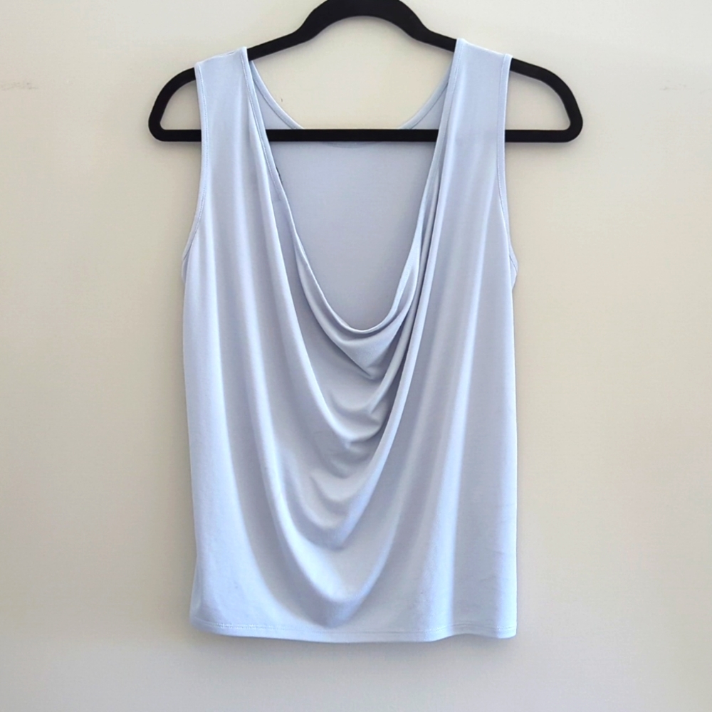 BCBG MaxAzria draped tank top light blue XS